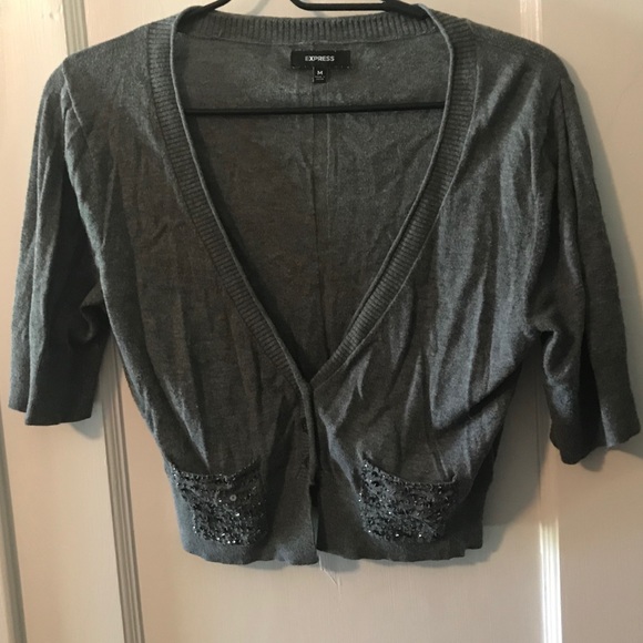 Express Gray Cardigan Sweater, Short, Medium, EUC - Picture 2 of 7